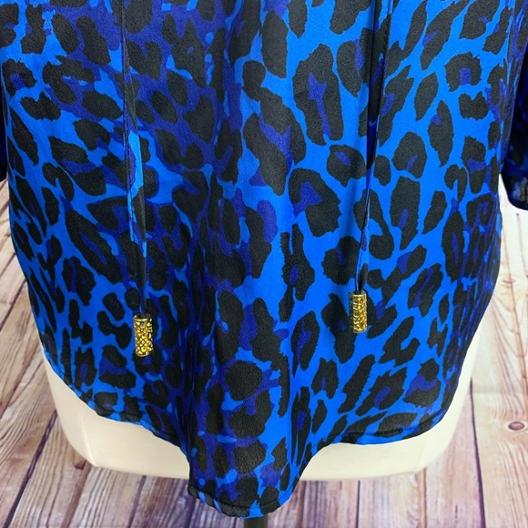 Saks Fifth Avenue Black Blue Animal Print Blouse - Picture 4 of 14